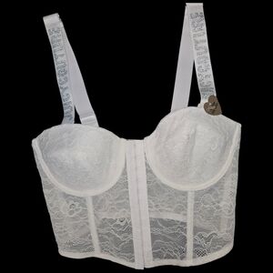NEW JUICY COUTURE WHITE LACE CORSET 34C SEXY FEMININE